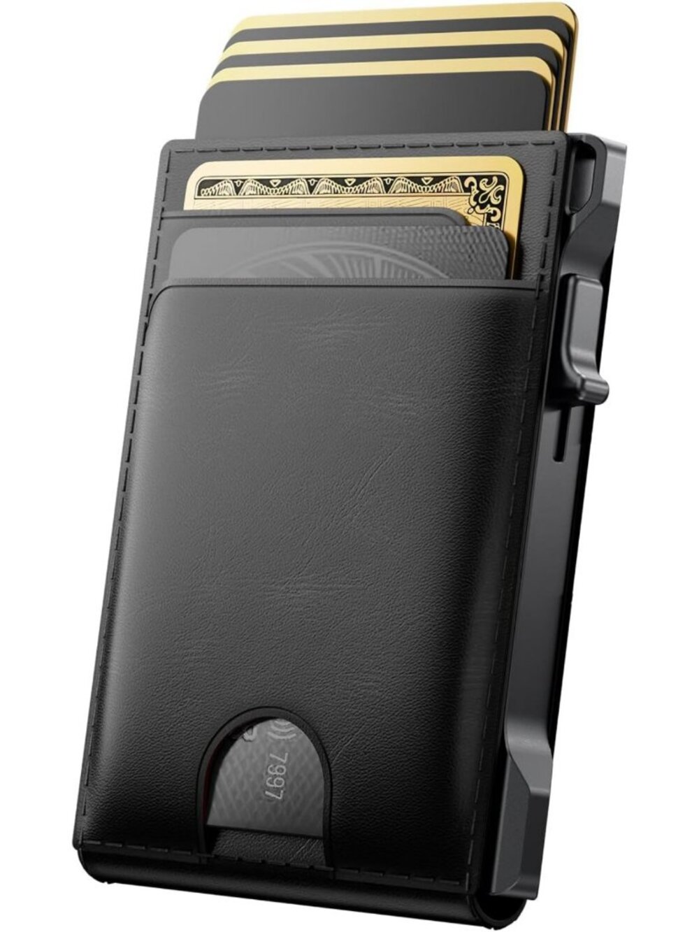 Slim RFID Blocking Wallet for Men - Genuine Leather Card Holder, Pop Up Case, 12
